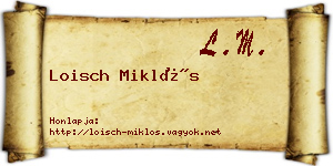 Loisch Miklós névjegykártya